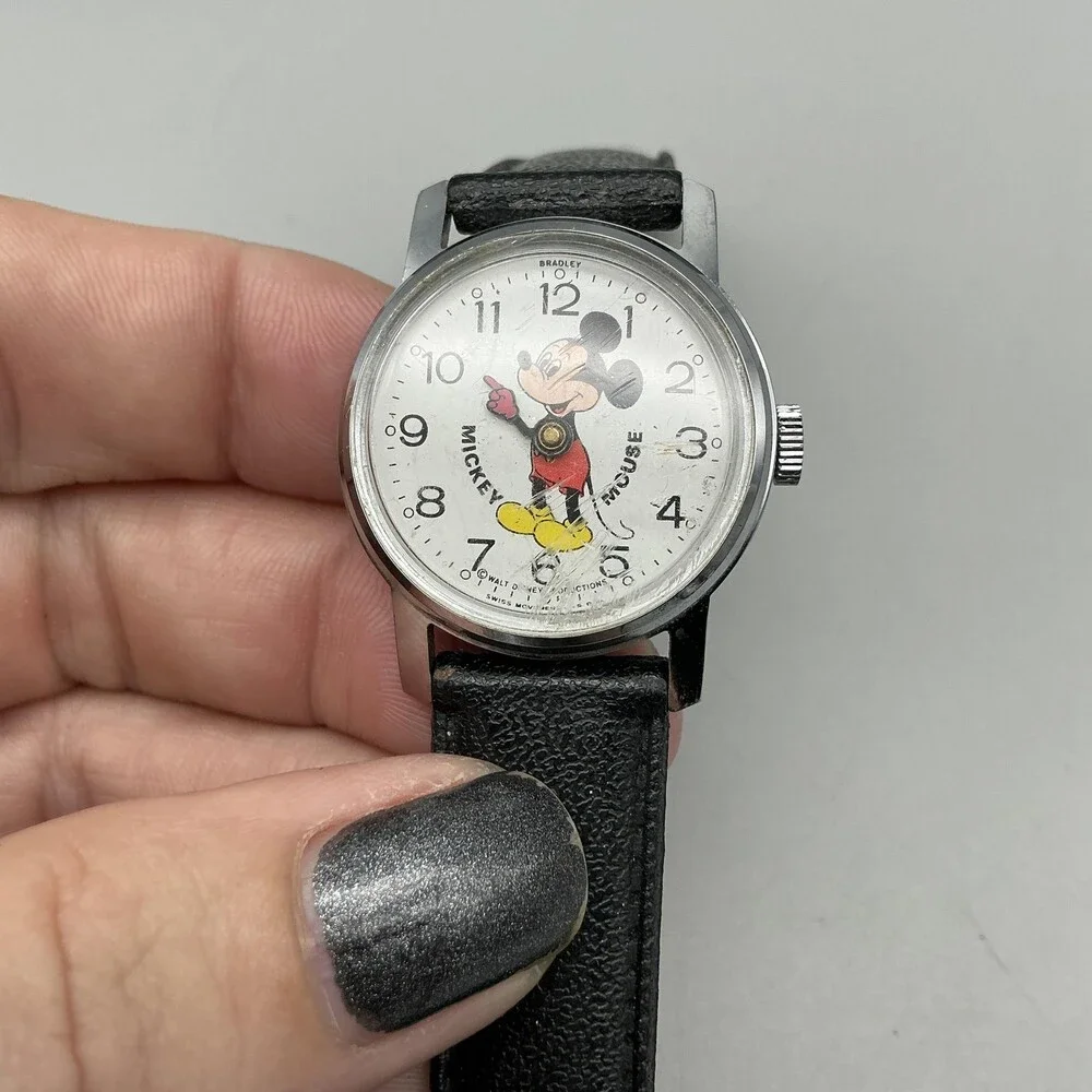 Vintage Bradley Mickey Mouse Womens Watch 29mm White Dial Manual For Parts